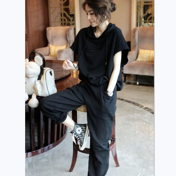 春夏新作 レディース２点上下セット 楽ちんコーデセットアップ スウェットパンツ 無地 ゆったり 着痩せや効果パーカー ズボン カジュアル シンプル グレー S